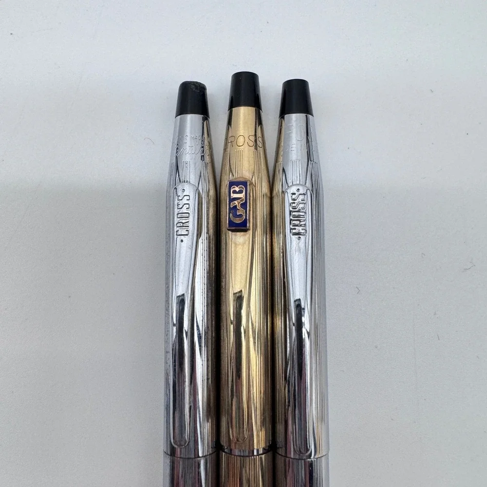 Cross Pen and Pencil Set Gold Silver Vintage 3 Piece Writing Trio